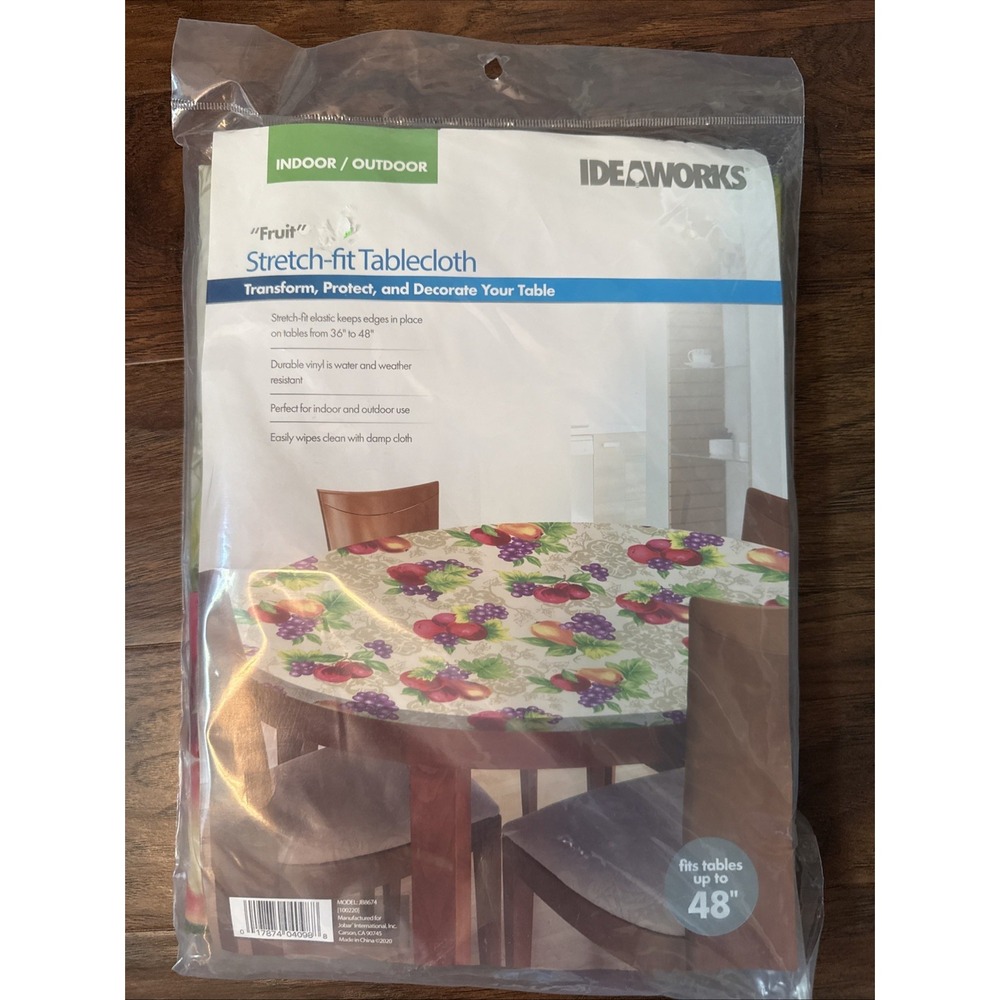 Fall Fruit Stretch To Fit Tablecloth Vinyl Round New Sealed Up To 48" Gathering!